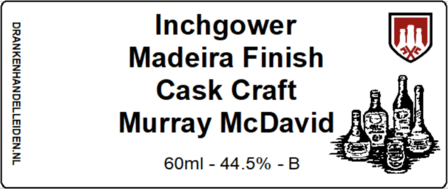 Inchgower Madeira Finish Cask Craft Murray McDavid Sample 6cl